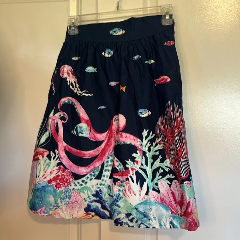 Navy Blue Ocean-Themed Skirt - Picture 4 of 10